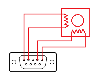 Stepper motor connection FS2 compatible mode (DB9 socket pinout)