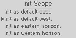 The Init Scope menu of the Ursa Minor Hand Control