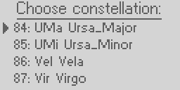 Ursa Minor Hand Control: List of constellations
