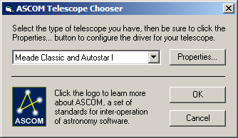 Selecting ASCOM driver